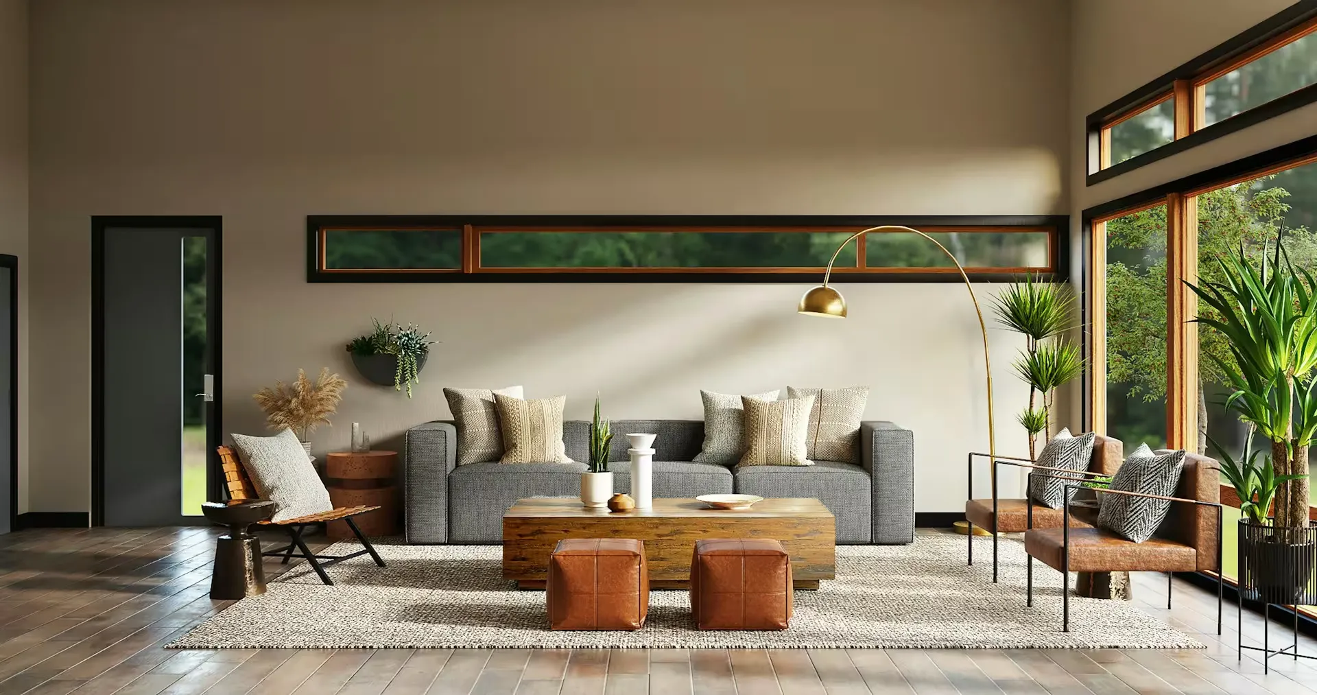 Living moderno con sillón de lino